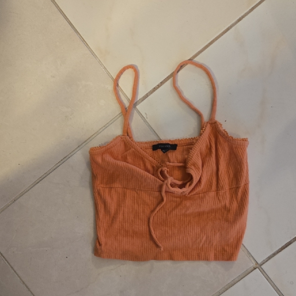 Forever 21 Orange Tie Front Sleeveless Camisole
